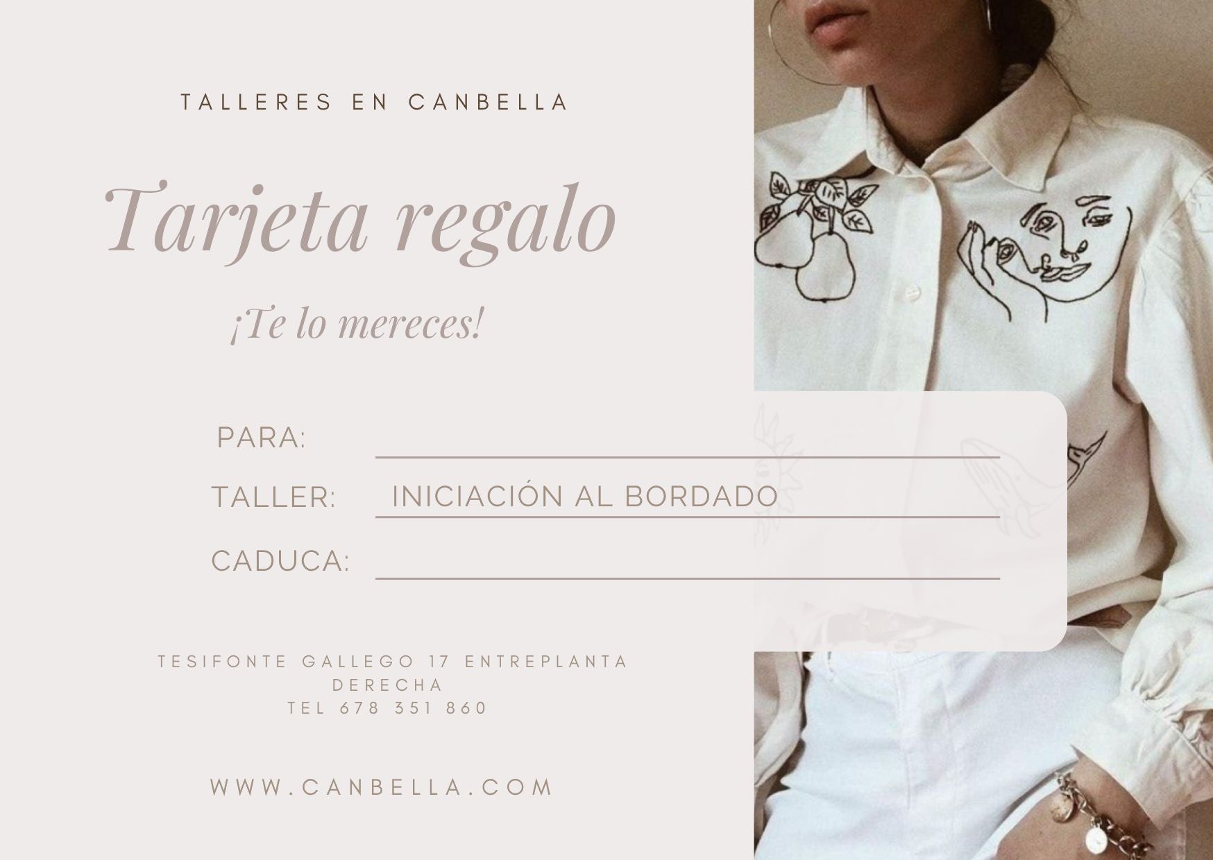 Tarjeta regalo "Iniciación al bordado"