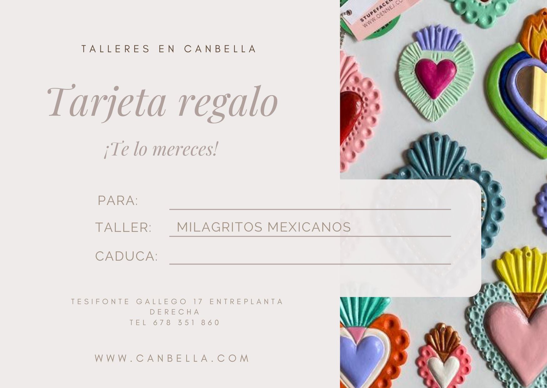 Tarjeta regalo  taller "Milagritos mexicanos"